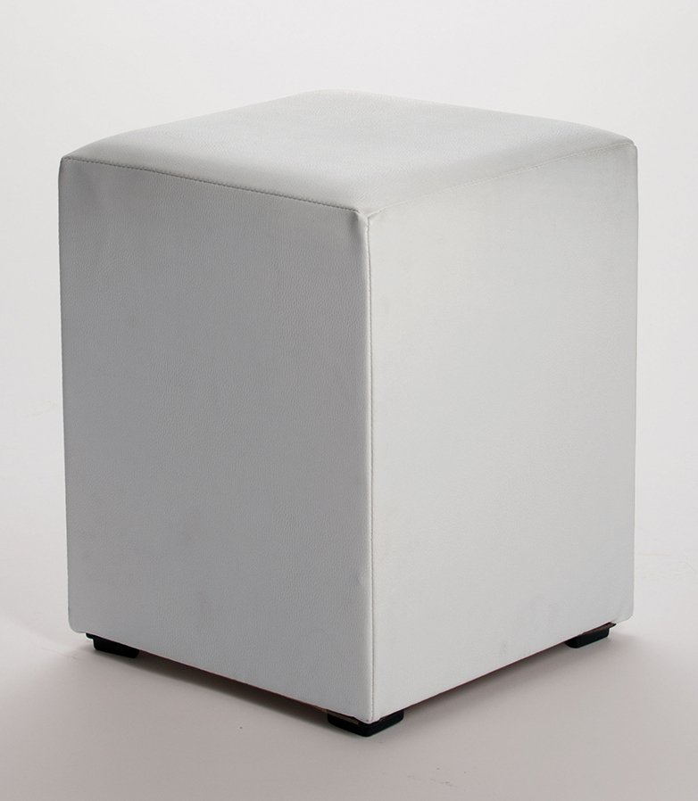 Pouf carré 35 cm skai blanc M2